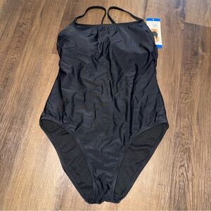 NWT Hurley Women’s Black One Piece Open Back Swimsuit